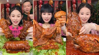 Spicy Chinese food 🌶 SOSLU ÇİN YEMEKLERİ YEME  Mukbang  Sheep Brain  Head Pork gut 먹방 [upl. by Fee]