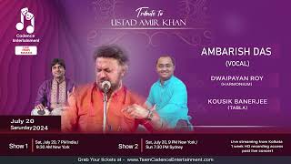 Tribute to Ustad Amir Khan  Ambarish Das  Live from Kolkata  July 20 [upl. by Sellers]