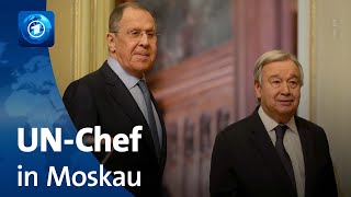 UNGeneralsekretär Guterres fordert Waffenruhe in der Ukraine [upl. by Elleret]