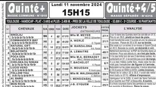 pronostic quinte R1C3 11112024 pm [upl. by Tobey658]