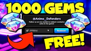 ❗1000 FREE GEMS 😱 NEW CODES Anime Defenders  Roblox animedefenders [upl. by Arahsat843]