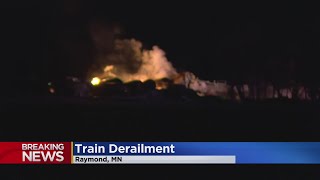 Train derailment causes evacuation in western Minnesota town of Raymond [upl. by Epolenep]