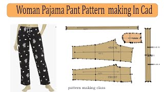 Woman Pajama Pant Pattern Making In cad software How To Make Pajama Pattern Making [upl. by Lindell]