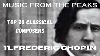 MUSIC FROM THE PEAKSTOP 20 CLASSICAL COMPOSERS11 Frederic Chopin [upl. by Grae]