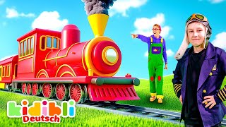 Kinder spielen mit echtem Zug und Spielzeugzug 🚂🚨 Lernvideos über Züge für Kinder  Kidibli [upl. by Annawad]