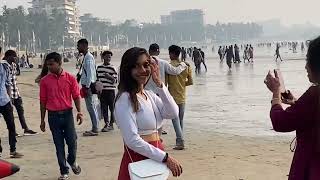 Juhu Beach Chowpatty Mumbai Walk [upl. by Tilagram]