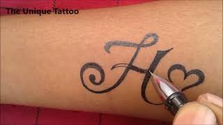 how to make H name tattoo Tattoo  The Unique Tattoo [upl. by Malvin]