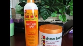 Review amp Comparison Cantu Shea Butter Creamy Hair Lotion vs Leavein repair conditioner [upl. by Lesh775]