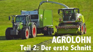 Lohnunternehmen Agrolohn Der erste Schnitt – Mähen Häckseln Ladewagen [upl. by Tikna]