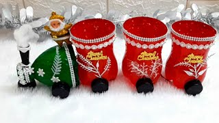 Christmas Decorations idea from plastic bottle step by step at home  DIY Christmas craft idea🎄17 [upl. by Retrac757]