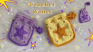 Crochet Wallet ⭐ Crochet STAR Drawstring Pouch Tutorial ⭐ Crochet Mini Bag [upl. by Ragucci]