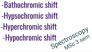 Bathochromic  Hypsochromic  hyperchromic  hypochromic shift MSc 3 sem [upl. by Nnylarej]