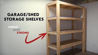 DIY Garage Storage Shelves  Shed Shelves Strong Easy and Cheap [upl. by Standing]