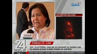 24 Oras Gov Pineda umalma sa pagdawit ni Sandra Cam sa asawa niyang si Bong Pineda sa jueteng [upl. by Akimad532]