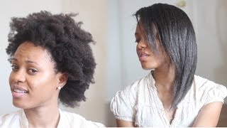 HOW TO Straighten 4C Natural Hair Tutorial No Blow Dryer Needed [upl. by Miculek]