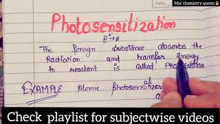 photosensitization hindi🔥 sem4  photochemistry important topic  Msc chemistry [upl. by Hploda]