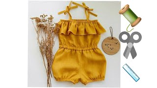 تفصيل وخياطة جمبسوت jumpsuit  عمر سنتين  💛😍💛 [upl. by Weibel]