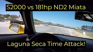 S2000 vs ND2 Miata at Laguna Seca  Does VTEC Still Win [upl. by Ynnor]