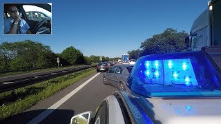 Einsatzfahrt der Autobahnpolizei  durch Rettungsgasse zum Unfall  Polizei kommentiert  POV GoPro [upl. by Nivloc]