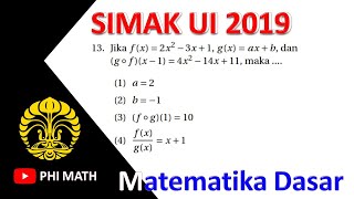 PEMBAHASAN MATEMATIKA DASAR SIMAK UI 2019 KODE 521  13 KOMPOSISI FUNGSI [upl. by Sarson630]