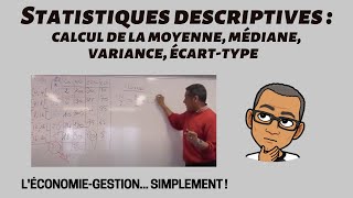 STATISTIQUES DESCRIPTIVES Cours complet  CALCUL DE LA MOYENNE MÉDIANE VARIANCE ÉCARTTYPE [upl. by Aicram421]