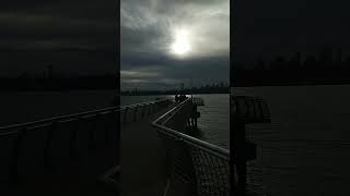 View of the river gray sky ship pier skyscrapers in Brooklyn and Manhattan [upl. by Ervin]