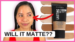 Rimmel Lasting Matte Foundation 8 Hour WEAR TESTWILL IT MATTE [upl. by Llet442]