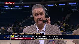 John Calipari reacts to Arkansas upsetting No 14 Michigan  SC with SVP [upl. by Yblocaj]