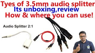 35mm audio splitter unboxing review and its useHindi [upl. by Esydnac]