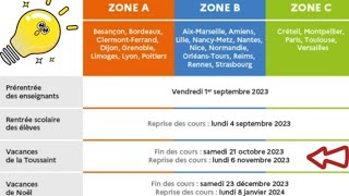 Le calendrier des vacances en France pour lannée scolaire 20232024 [upl. by Zacks260]