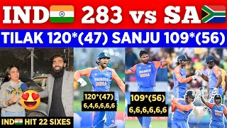 IND🇮🇳 2831 😱 Biggest Total vs SA🇿🇦  Sanju Samson 109 Tilak Varma 120  Pak Public Reactions [upl. by Fredia]