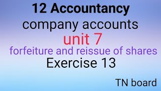 exercise 13 12th class accounts forfeiture reissue of shares company accountsunit 7tn board [upl. by Eniwtna]