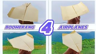 4 BOOMERANG Paper Airplane FLYING BACK Like a Pro [upl. by Nerrol]