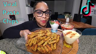 TIKTOK VIRAL EXTREMELY CRUNCHY HOMEMADE PASTA CHIPS THREE DIPPING SAUCES [upl. by Zenobia755]