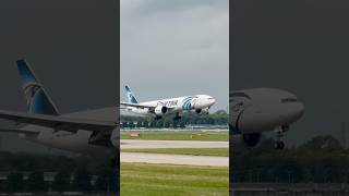 Egyptair B777 Super Landing 🤩 plane airplane aviation [upl. by Ahsakat966]