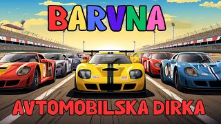 Slovenske Poučne Risanke  Slovenske Risanke za Otroke  Barvna Avtomobilska Dirka 🚗🌈🏁 [upl. by Loraine406]