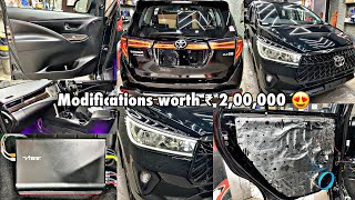 2021 black innova crysta modified  PPF in black innova crysta  lexus style grill for crysta [upl. by Thema]