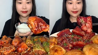 ASMR EP 1197 Mukbang 🔥 Fried food Noodles Delicious Pork eating show Eating Sound [upl. by Peppel]