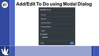 23 Add Edit To Do using Modal Dialog [upl. by Matthus685]