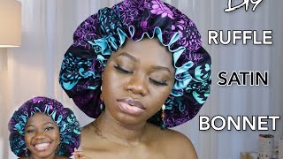 How to make a Ruffle Satin Bonnet  DIY Bonnet  Satin Bonnet Tutorial [upl. by Treblih]