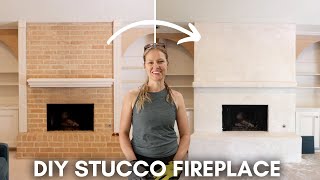 DIY Brick Fireplace Makeover  Extreme Home Makeover Part 6  DIY Stucco Fireplace [upl. by Nyrrad]