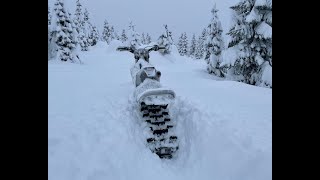 Husqvarna TE300i Timbersled Riot snowbike deep snow test ride [upl. by Otsirc718]