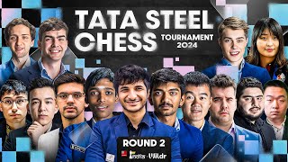 Tata Steel Chess 2024  Round 2  Pragg Gukesh Vidit Anish  Live commentary Sagar Amruta [upl. by Nnaeiluj296]