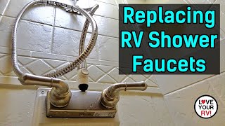 Replacing Squeaky RV Shower Faucets in Our Keystone Cougar Trailer  Dura Faucet DFSA100 [upl. by Ilona]