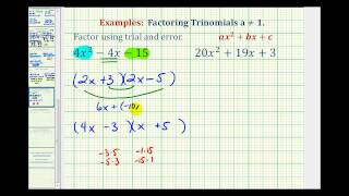 Ex Factor Trinomials When A is NOT Equal to 1  Trial and Error Method [upl. by Agustin804]