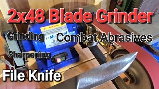 Combat Abrasives Blade Grind Sharpening 1x30 Toolcker 1x42 Kalamazoo Sander 2x48 Multitool grinder [upl. by Mohorva]