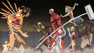 Part 2 of Eren Levi Mikasa Armin vs Armored Titan Female Titan Jaw Warhammer  Attack on Titan [upl. by Jarlen]