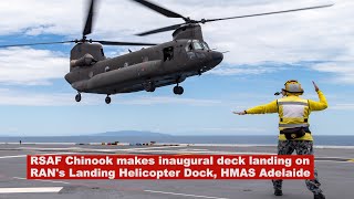 RSAFs Chinook Inaugural Landing on RANs HMAS Adelaide [upl. by Liemaj]