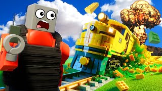 We Used The Airstrike Mod Nuke To STOP the Lego Train in Brick Rigs [upl. by Newby]