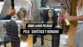 TUTORIAL LAVAR Y ACONDICIONAR ADECUADAMENTE MIS PELUCAS SINTETICAS Y DE PELO HUMANO [upl. by Emersen]